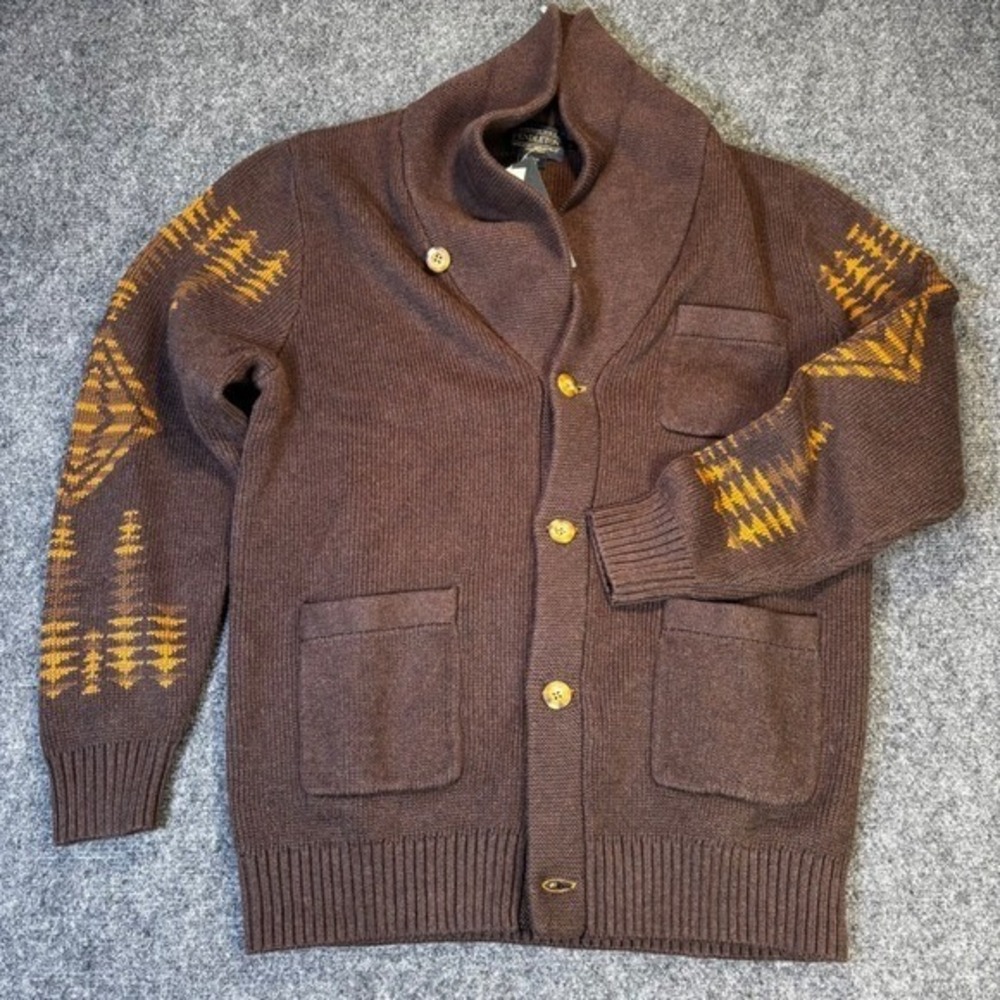 Pendleton Cardigan Mens M Brown Southwestern Westerley Cotton New NWT Sweater